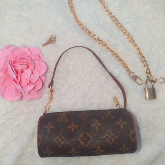 Louis Vuitton Handbags - Louis Vuitton Brown Papillon Mini Monogram Cylinder Bag With Chain Lock Key Lot